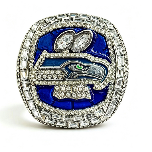 Seattle Football Fan Ring – Blue & Silver Championship-Style Collectible